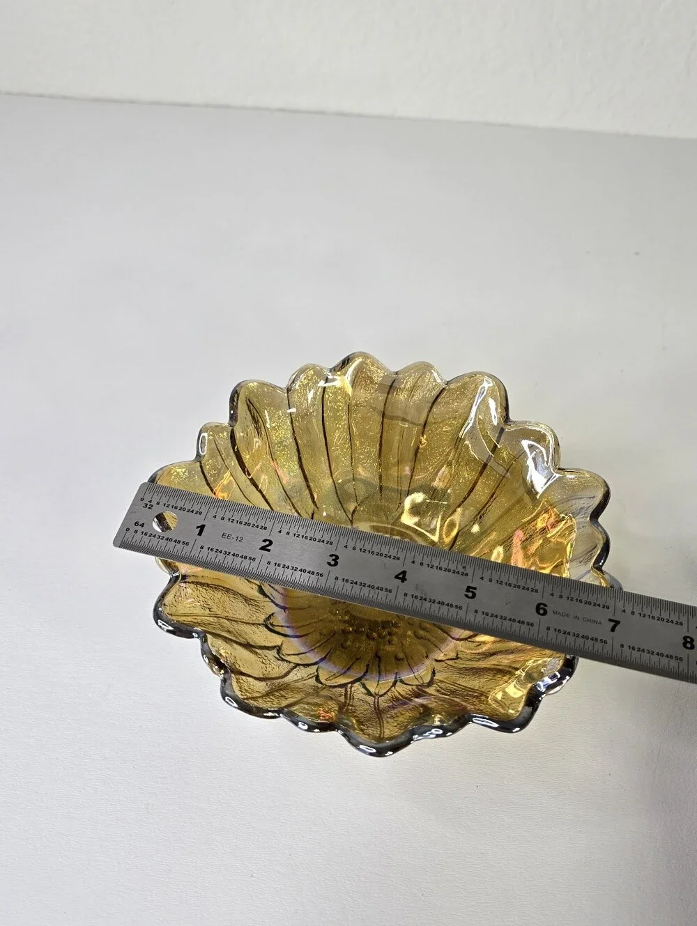 Vintage Indiana Iridescent Carnival Glass Marigold Sunflower Candy/Trinket Dish